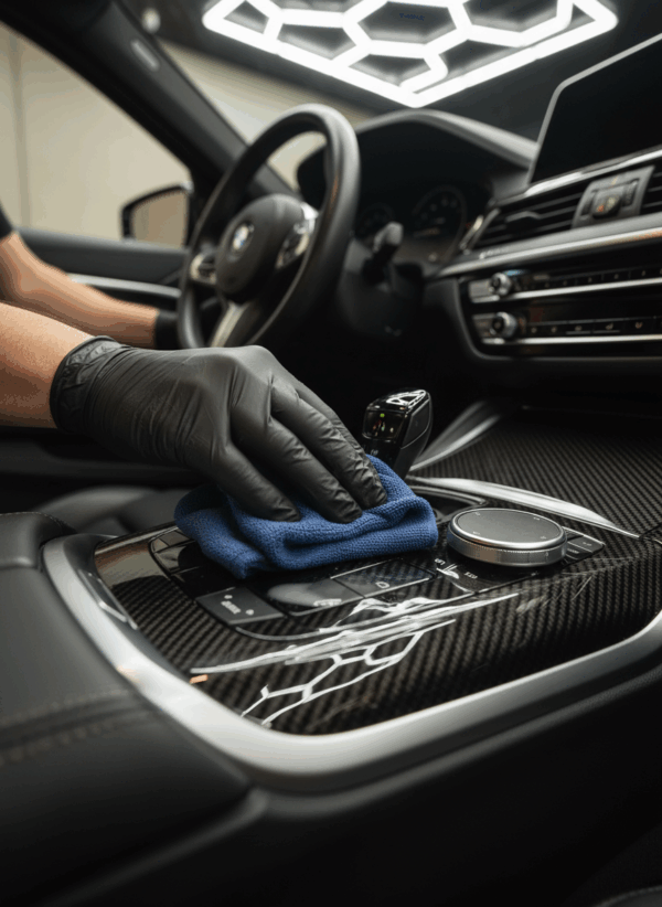 Detailing interior y limpieza de tapicería en BMW en Palma